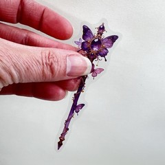 Purple Fantasy Magic Wand Scepter Stickers Fairy Junk Journal Collage Scrapbook