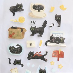 Kawaii Black Cat Deco Stickers Planner Diary Journal Scrapbook Craft Stationery