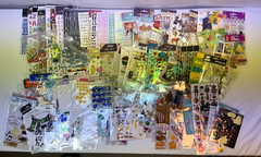 Mixed Lot of Scrapbooking Stickers, Open Packages, Partially Used, Many Brands