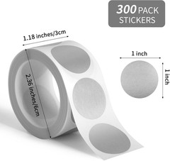 300 Pack 1″ round Circle Scratch off Stickers, Self Adhesive Labels
