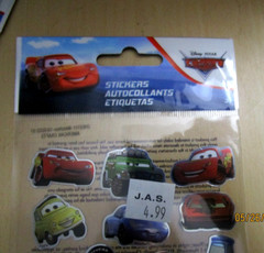 NEW LOT 10 PACK Disney Pixar CARS Movie EK Success foil sticker kid party favors