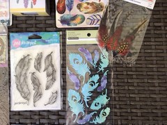 SCRAPBOOK FEATHER LOT~Punch-Stamps-Stickers-Stencil~NEW
