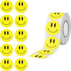 500 Pcs Yellow Smiley Face Stickers – 1 Inch Happy Face Stickers Round Roll Smil