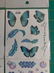 4 Sheets Girls Glitter Face Tatoos Butterfly Feather Angle Wings Bubbles NEW NIP
