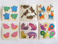 Vtg Great Seven Sticker Mod – You Choose Lion Squirrel Chick Tiger Fuzzy Prism