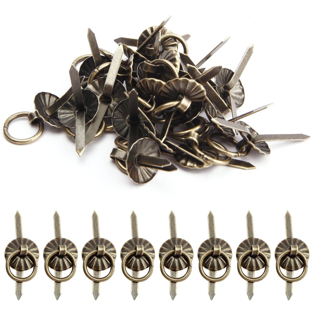 50Pcs Metal Brad Fasteners Mini Pull Ring Handle, Lightweight Vintage Decorat…