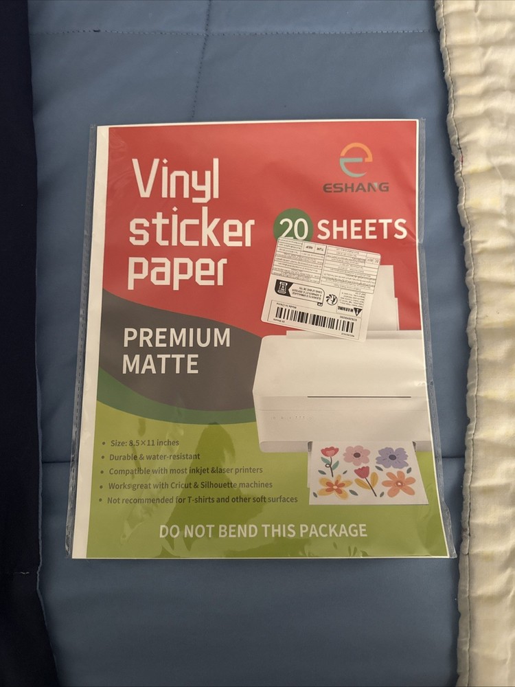 Quick-Drying Matte White Vinyl Sticker Paper – Tear-Resistant, 25 Count Pack