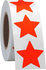 Hybsk 1″ Fluorescence Red Star Shape Paper Stickers Packaging Seals Tag Total 50