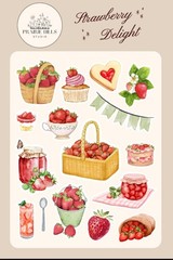 Strawberry Delight Sticker Sheet | Prairie Hills Studio | Food & Fruit Stickers