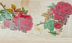 VTG VICTORIAN SCRAP PZB ENGLISH ROSES LUCKY FULL BLOWN BLOOMS EMBOSSED DIECUT