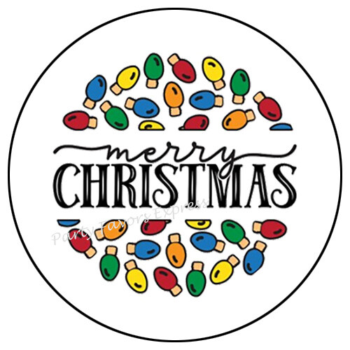 MERRY CHRISTMAS LIGHTS ENVELOPE SEALS LABELS STICKERS PARTY FAVORS