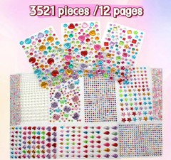 3521 Pieces Self Adhesive Jewels for Crafts, Gems Stickers for Kids, Flat Back P
