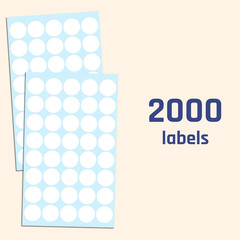 2000 Pack, 3/4″ round Colored Dot Stickers Circle Labels – White