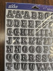Sticko 5290054 Alphabet Stickers- Chalk Zebrawood Value Pack 960 Pieces NIP B&W