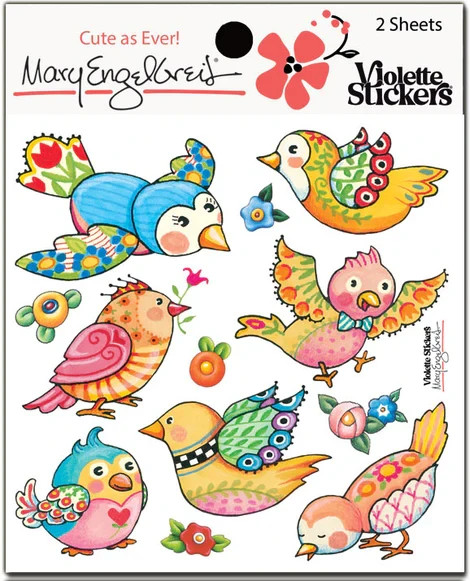 Mary Engelbreit Stickers 2 Sheets Whimsical Mary’s Birds Colorful