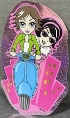 Vintage Very Rare Lisa Frank Stick Motorized Scooter Riding City Metro Girls