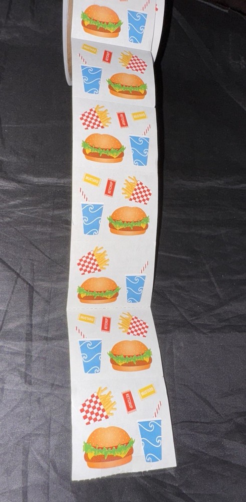 Vintage Burgers & Fries Ketchup Soda Mrs.Grossman’s Stickers Roll Scrapbooking