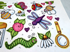 Whipper Snapper Designs Bugs Stickers Whimsical Flowers 2001 NOS Scrapbooking