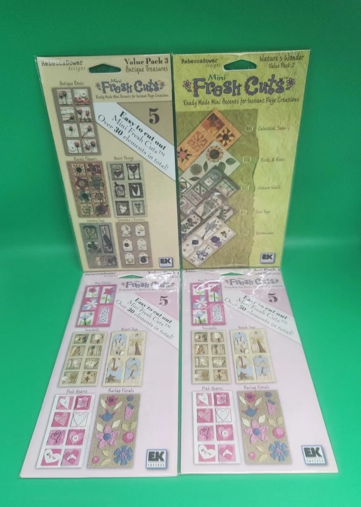 Rebecca Sower Mini FRESH CUTS Cut-Out Embellishments EK 4 Packs Of 5 Sheets Lot