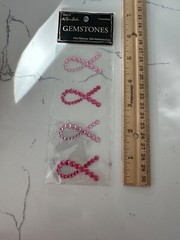 The Paper Studio Self-Adhesive Gemstone Pink Ribbons 4PC Scrapbooking Crafts