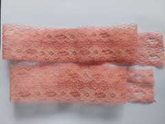 Pretty Pink Lace strips x 2 Each measuring in length 70 cm and 6 cm Wide.