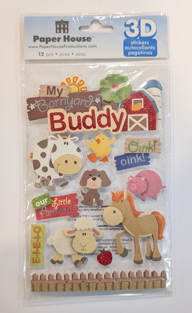 My Barnyard Buddy Farm Animals 3D Scrapbooking Stickers By Paper House RARE