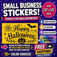 50 HAPPY HALLOWEEN STICKERS 2.25″ LABELS SEALS PARTY FAVOR PUMPKIN WITCH GHOST