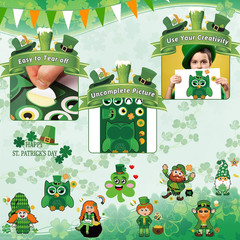 St.Patrick’s Day Stickers for Kids, 48pc Shamrock & Face Stickers, DIY Crafts fo