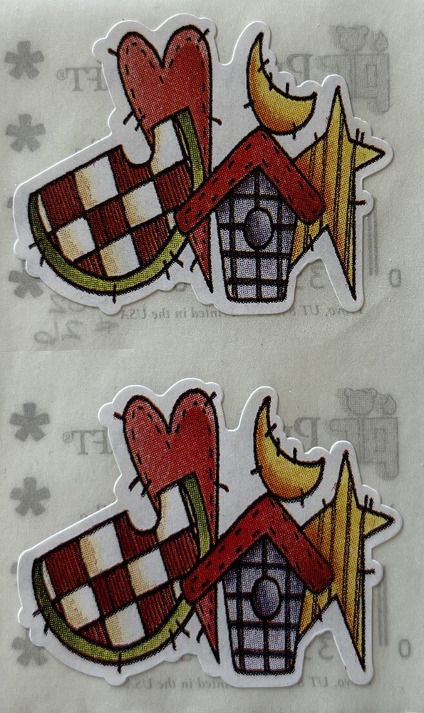 COUNTRY COLLECTION Stickers(2pc) Birdhouse•Plaid•Watermelon•Star •Moon•Checkered