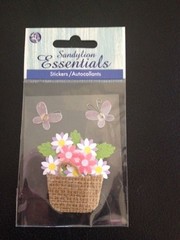 Sandylion Essentials FLOWER BURLAP BASKET BOUQUET FLOWERS BUTTERFLIES NIP NEW
