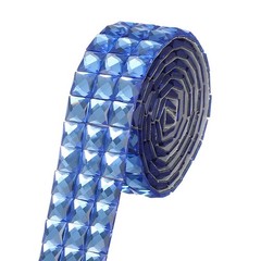 1.18 Inch x 1 Yard Crystal Rhinestone Sticker Ribbon, Blue