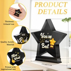 18 PCS Small Star Acrylic Employee Appreciation Award Trophies Plaques Black