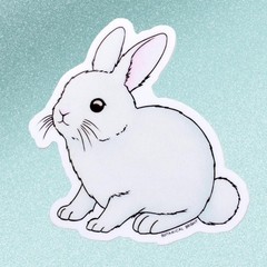 Rabbit Sticker – White Bunny Waterproof Vinyl Decal – Laptops Scrapbooks Crafts