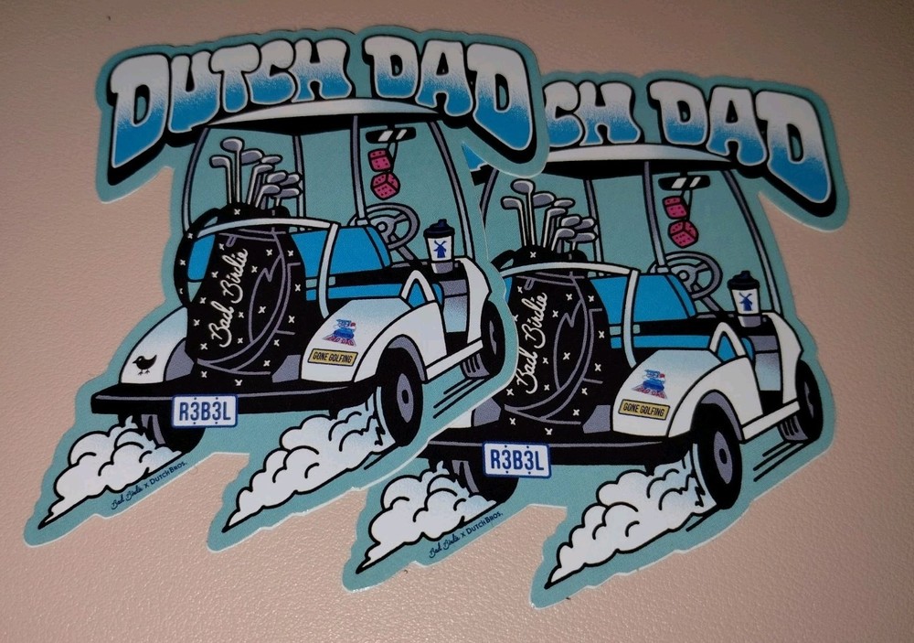 Dutch Bros 2026 Fathers Day Bad Birdie Collab Dutch Dad Sticker Golf Cart x2