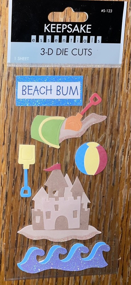 KeepSake Essentials Vacation Beach Bum Sandcastle Ocean Waves Scrapbook Stickers