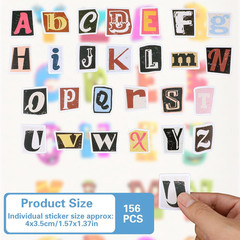 156Pcs Retro Alphabet Stickers, Vintage Scrapbook Decals Multicolor Letter Stick