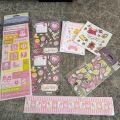 Vintage New Baby Scrapbook Supplies Lot Fiskars Stickers Photo Corners Paper
