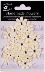 Sparkle Florette Paper Flowers Ivory Pearl 30/pk, stickers-Little Birdie CR94197