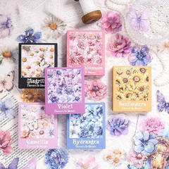 60 Pieces Glitter Shiny Flower Stickers for Journaling, Waterproof Decorative…