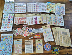HUGE LOT of Stickers, Iron On, transfers Craft Lot w/12″x9″ Zippered storage bag