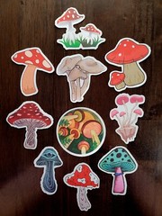 STICKERS x 10 Red Mushroom Garden Forest Mushrooms Third Eye Delic FEBG4