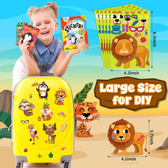 100 Sheets Make a Face Stickers for Kids, 20 Styles Waterproof Animal Stickers