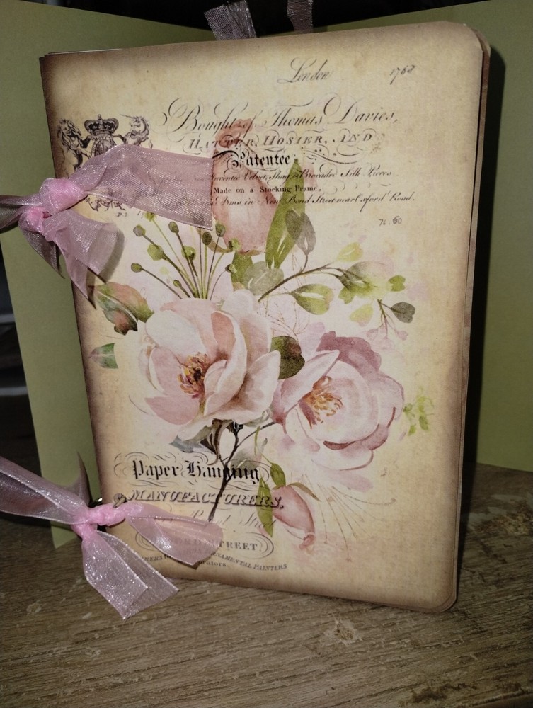 Pink Vintage Roses Junk Journal Scrapbook USA Seller