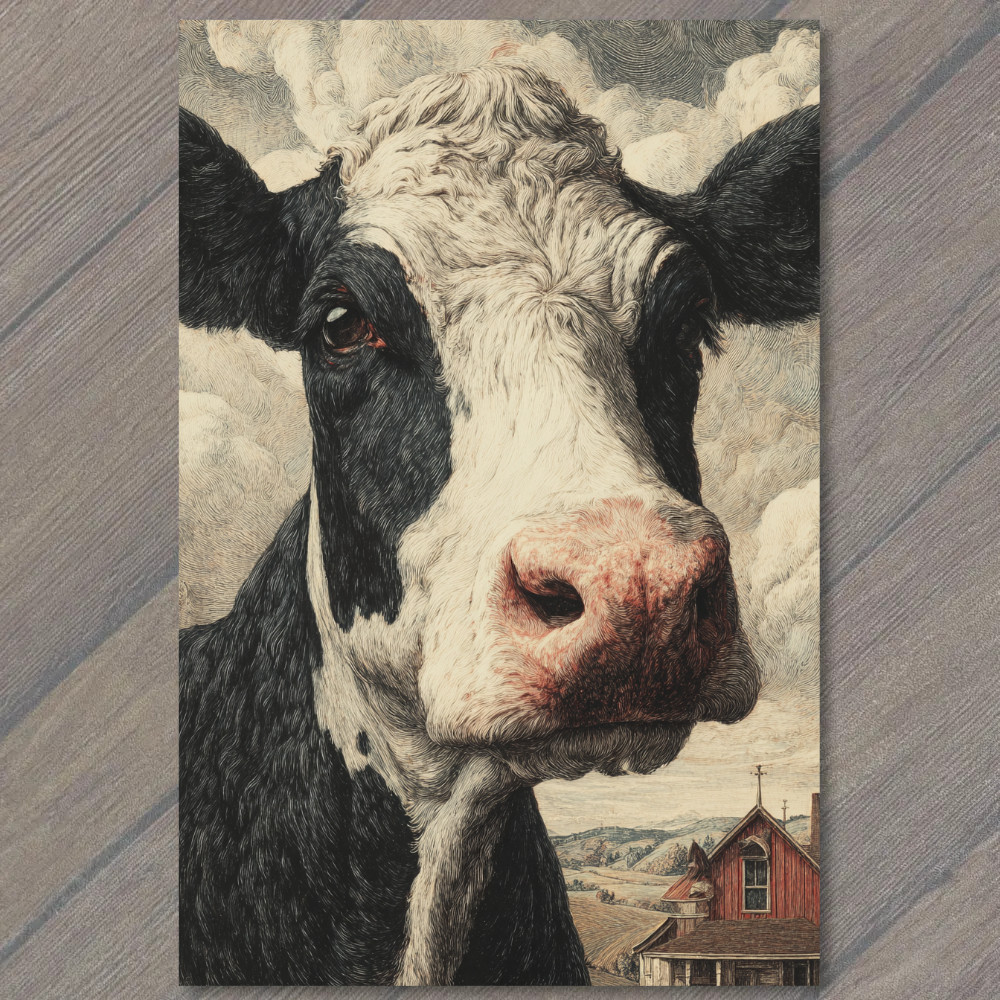 STICKER Cow Farmhouse Country Barn Field Rustic Black White Animal Pasture Ame