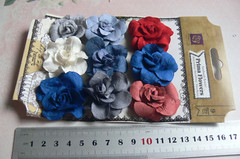 LIBERTY LARGE ROSE Red Blue White 9 Pack Approx 40-42mm Paper PRIMA PCb