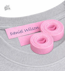 2 Rolls Pink Heat Adhesive Textile Tape 1cm Labels School Clothes Writable