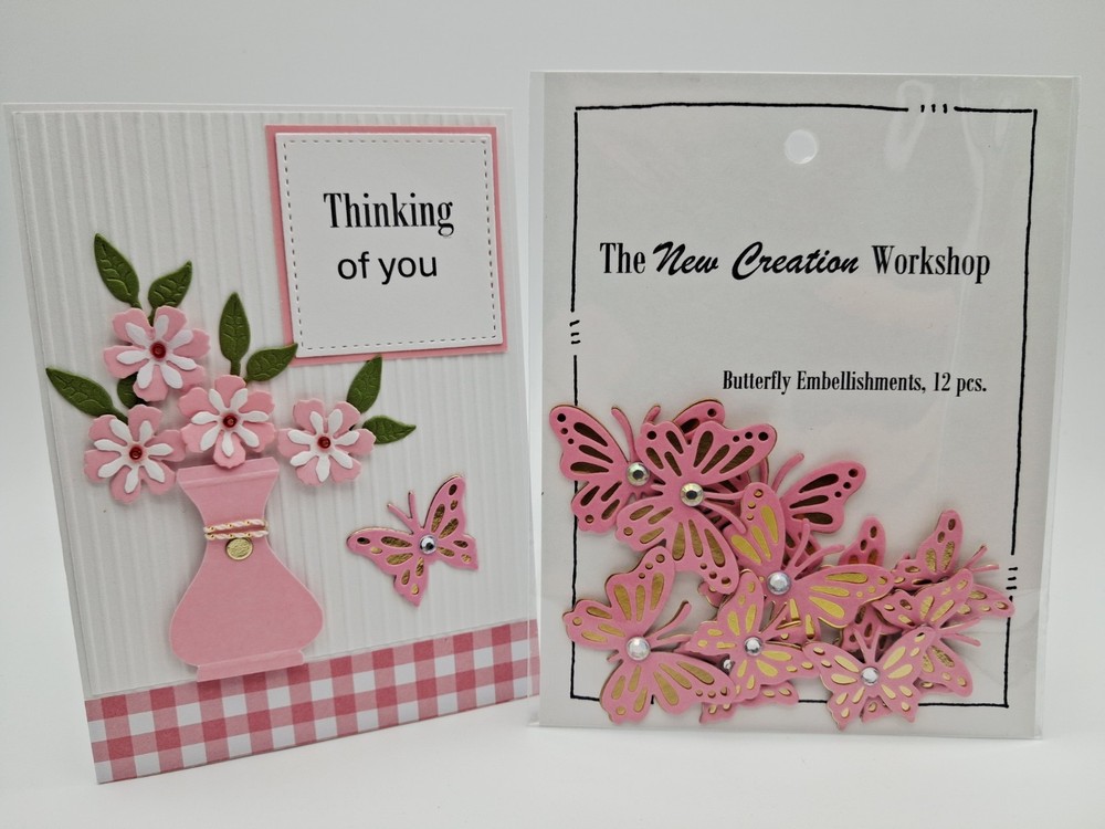 Butterfly Embellishments For Art And Scrapbooking 12 Pieces & Sample Card