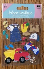 RARE JOLEES TODDLER BOY TOYS Sand Castle Bucket Truck Beach 3D Scrapbook Sticker