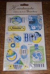 Special Moments Handmade Baby Boy Glitter Foil Scrapbook Stickers Smile Boat Hat