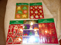 Set of 5 Vintage American Greetings Christmas Sticker Packages -4 Sheets Ea- New